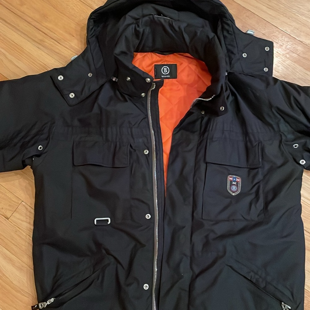 Bogner Black Ski Jacket with Orange Lining